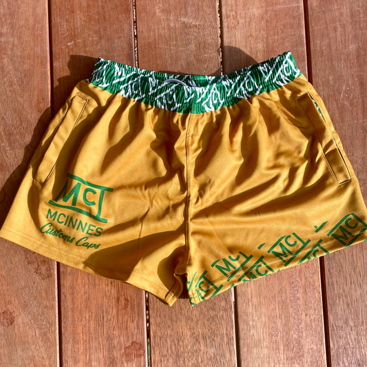 Green & Gold Footy Shorts